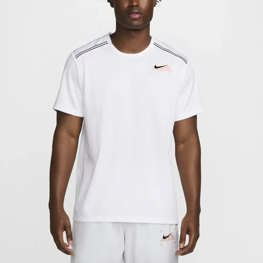 Nike Miler Short Sleeve Graphic Running T-shirt White