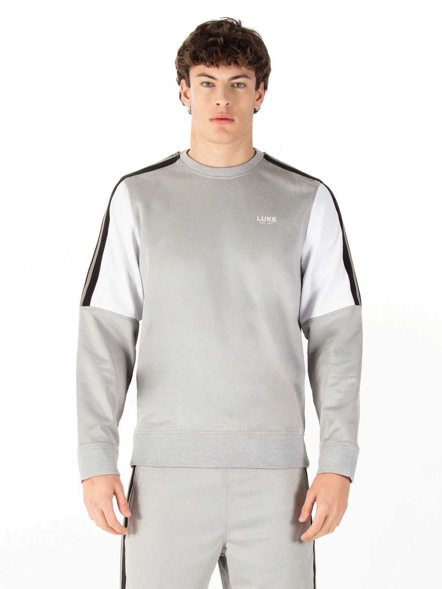 Luke 1977 Daintree Colour Block Sweat Mid-Grey