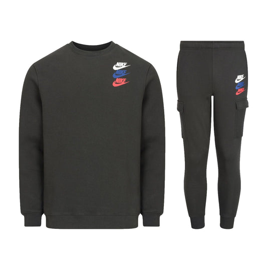 Nike Sportswear Standard Issue Cargo Tracksuit Set Charcoal Black