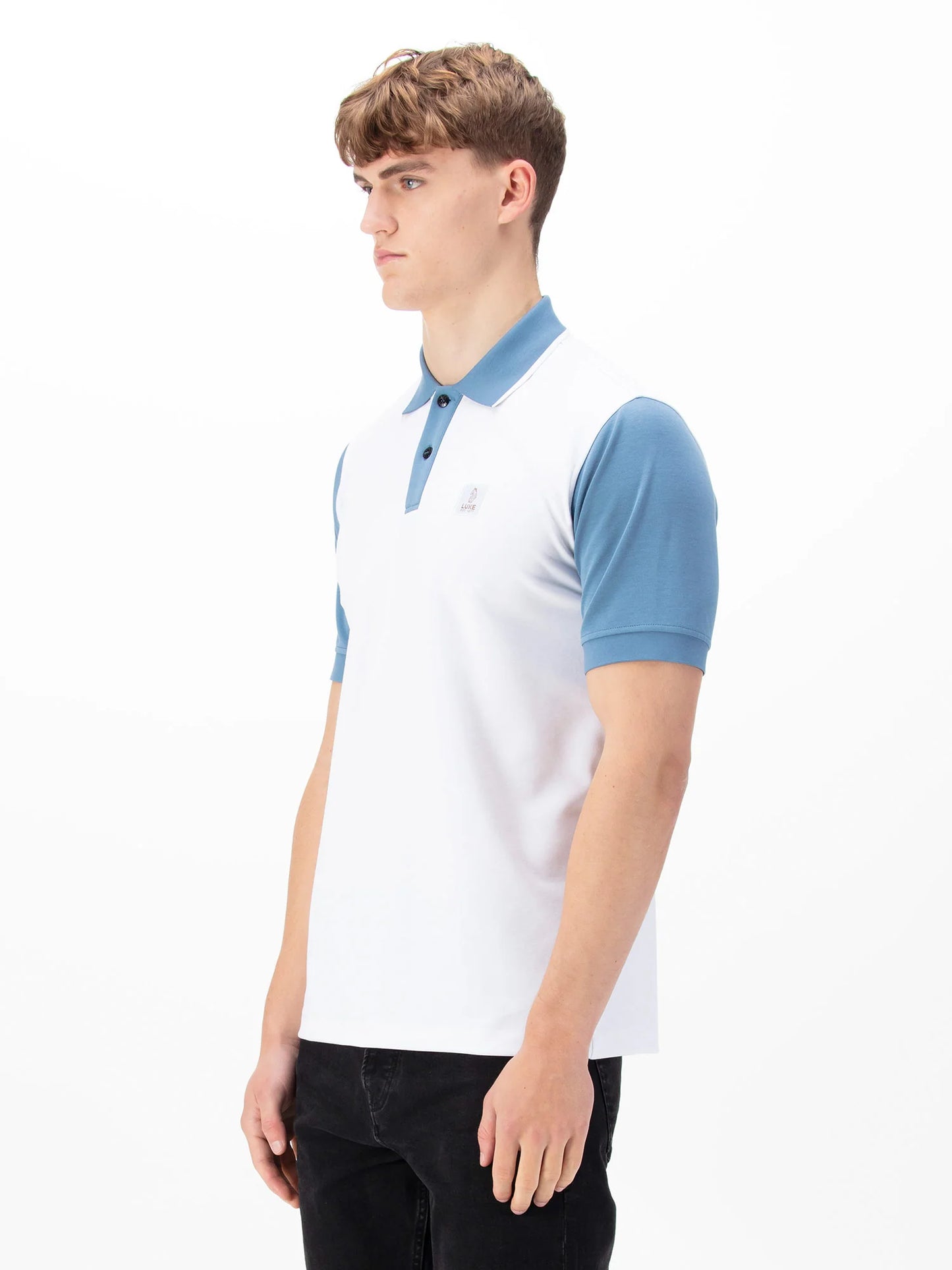 Luke 1977 Saddleworth Polo White Denim-Blue