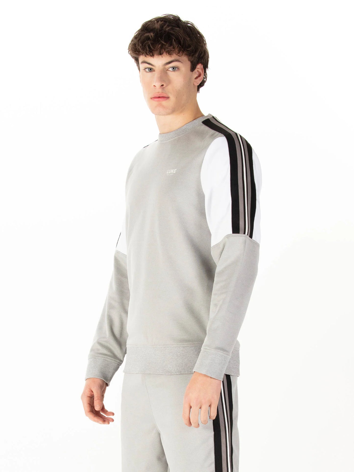 Luke 1977 Daintree Colour Block Sweat Mid-Grey