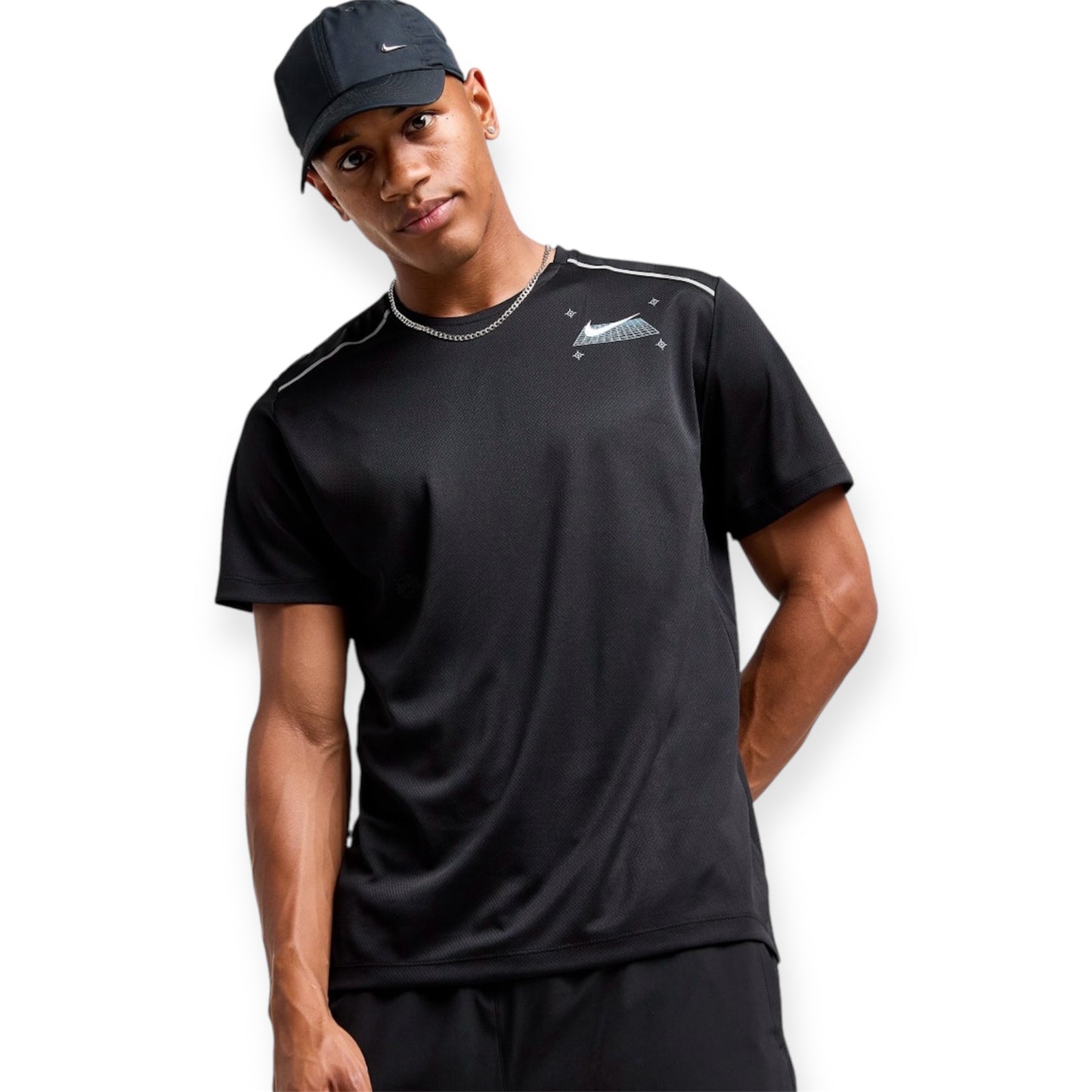 Nike Miler Short Sleeve Graphic Running T-shirt Black