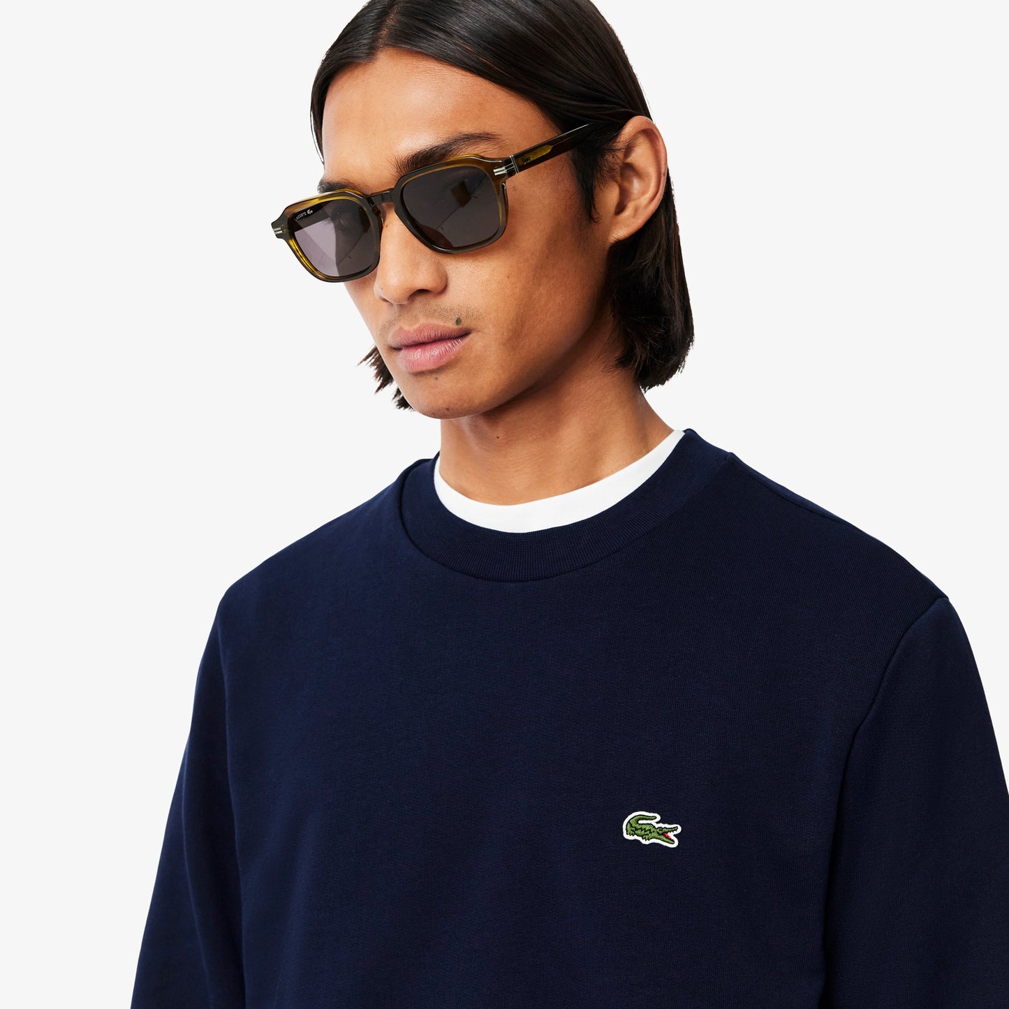 Lacoste Blue Fleece Crew Neck Sweatshirt
