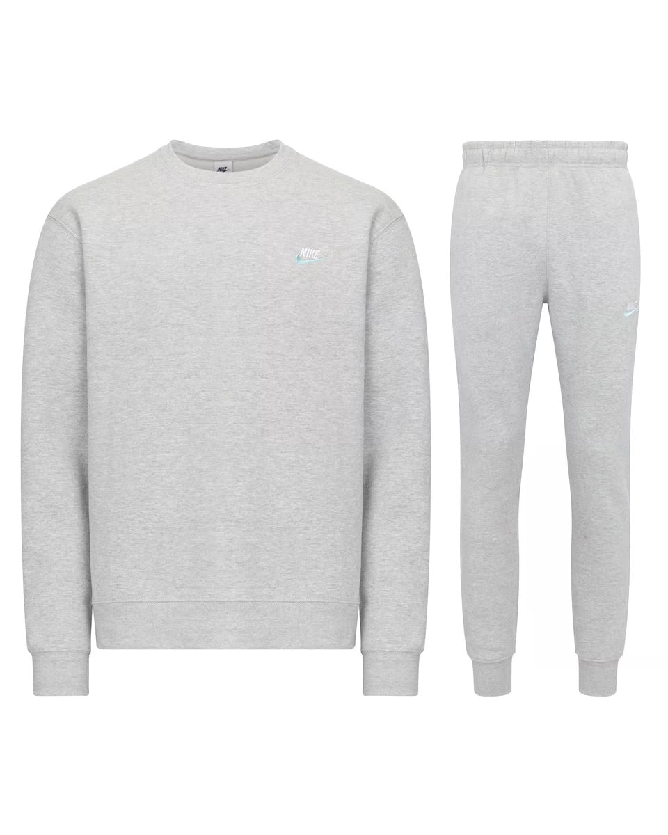 Nike Sportswear Men's Club Fleece Crew Neck Tracksuit Grey