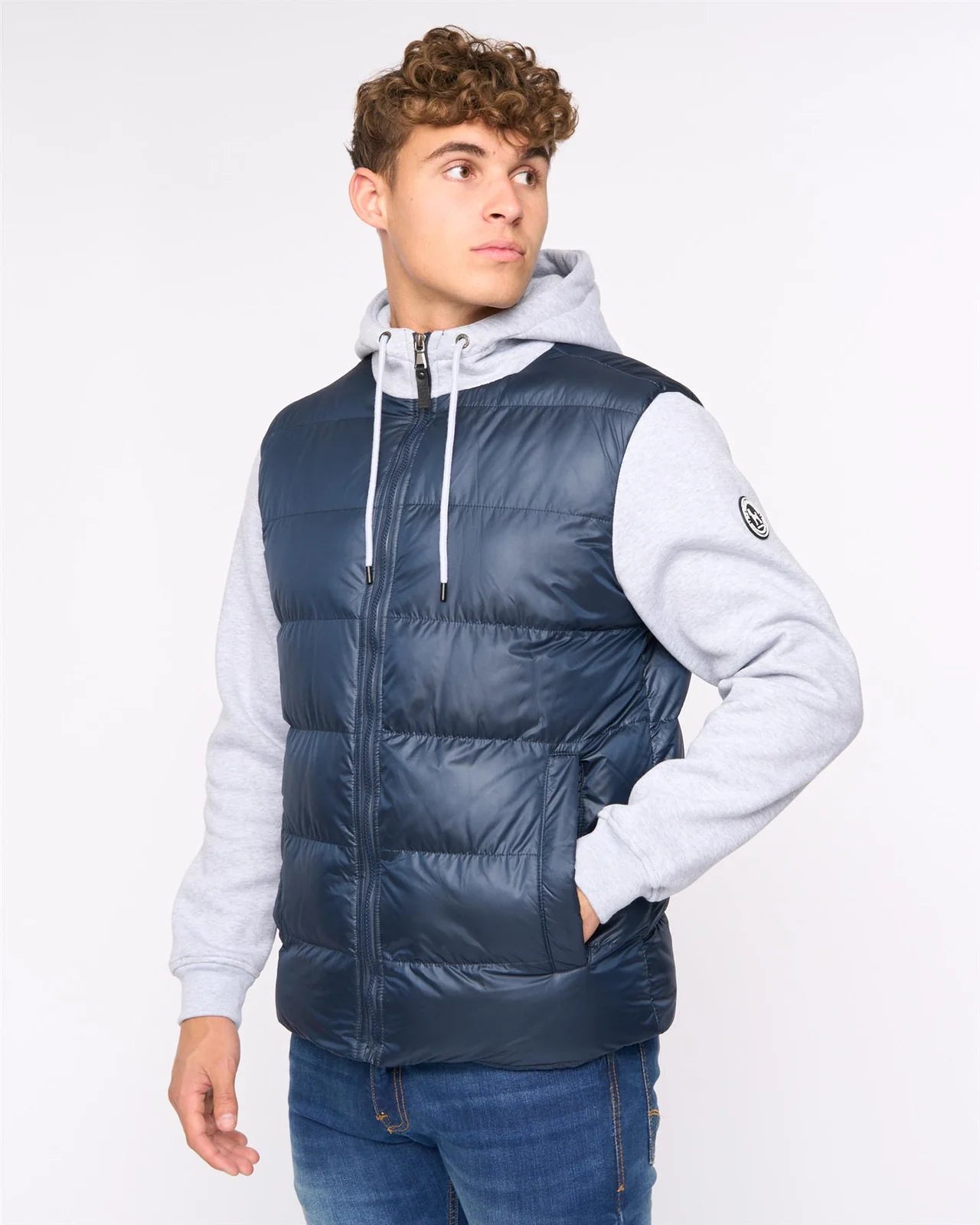 Men’s Bewley & Ritch Brookes Jersey Puffer Jacket Black & Navy