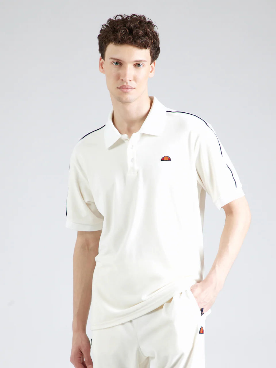 Ellesse Sinise Velour Polo Shirt Off-White