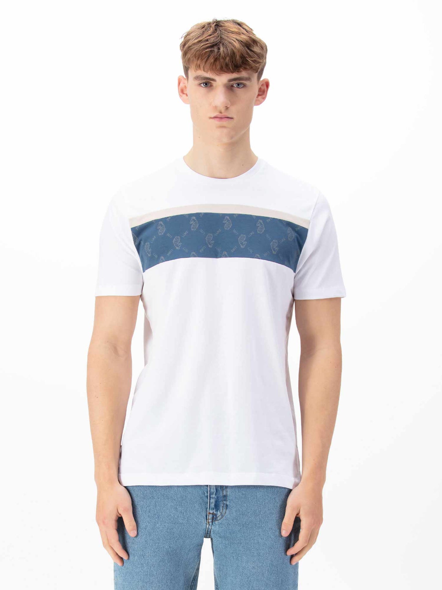 Luke 1977 Lions Den T-shirt White Denim-Blue