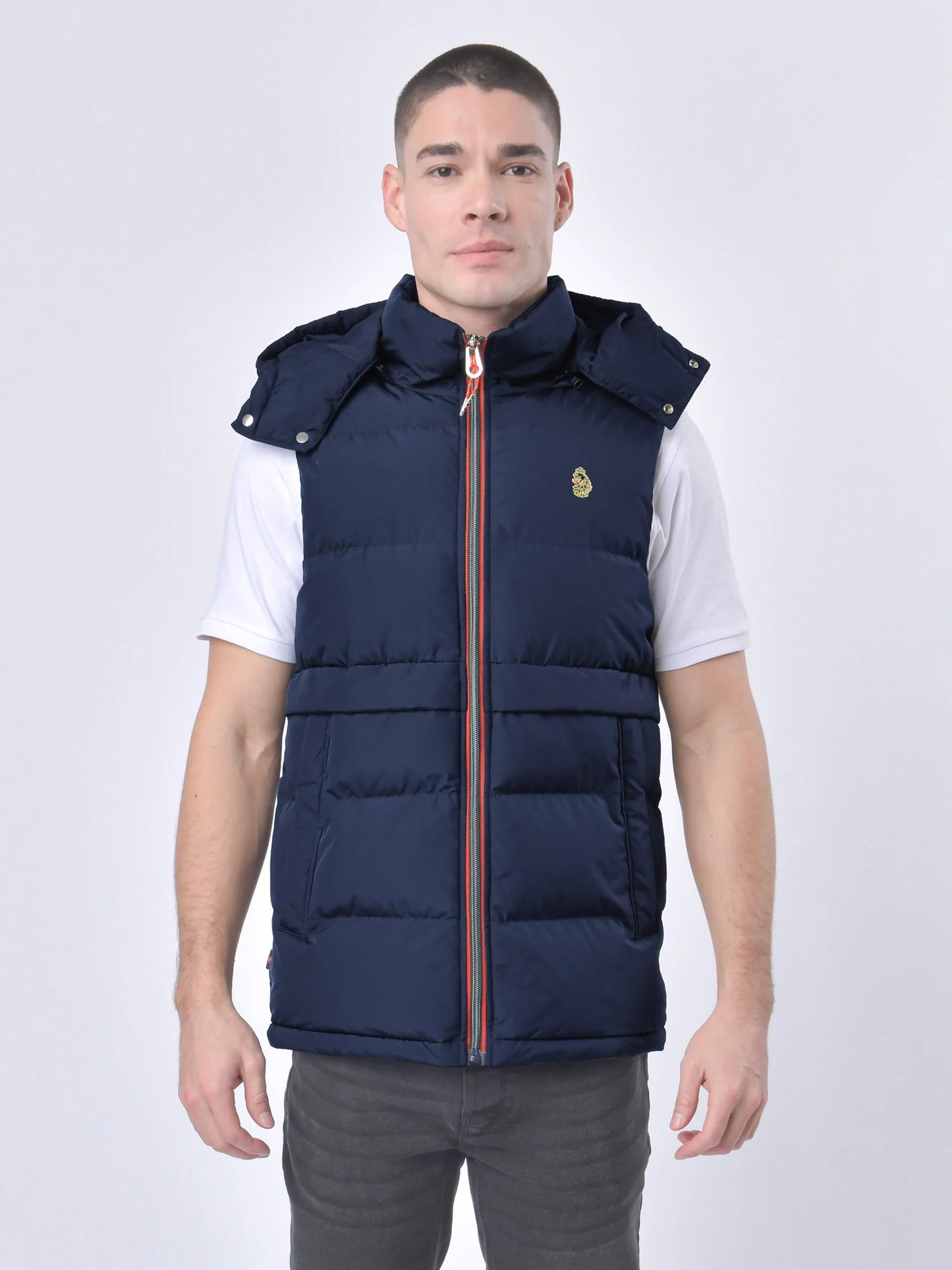 Luke 1977 Egrit Padded Hooded Gilet Navy