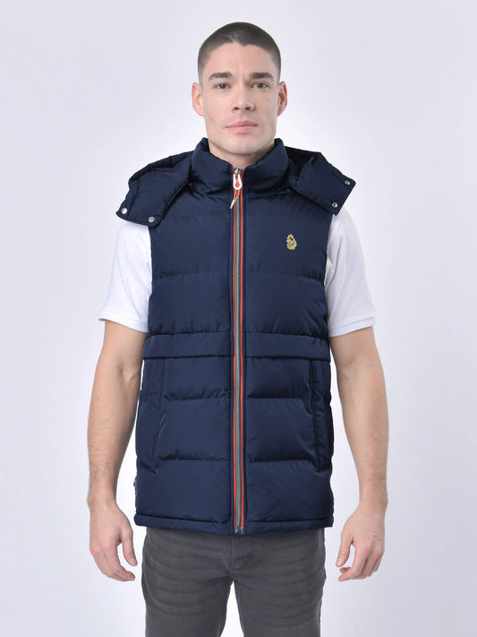 Luke 1977 Egrit Padded Hooded Gilet Navy