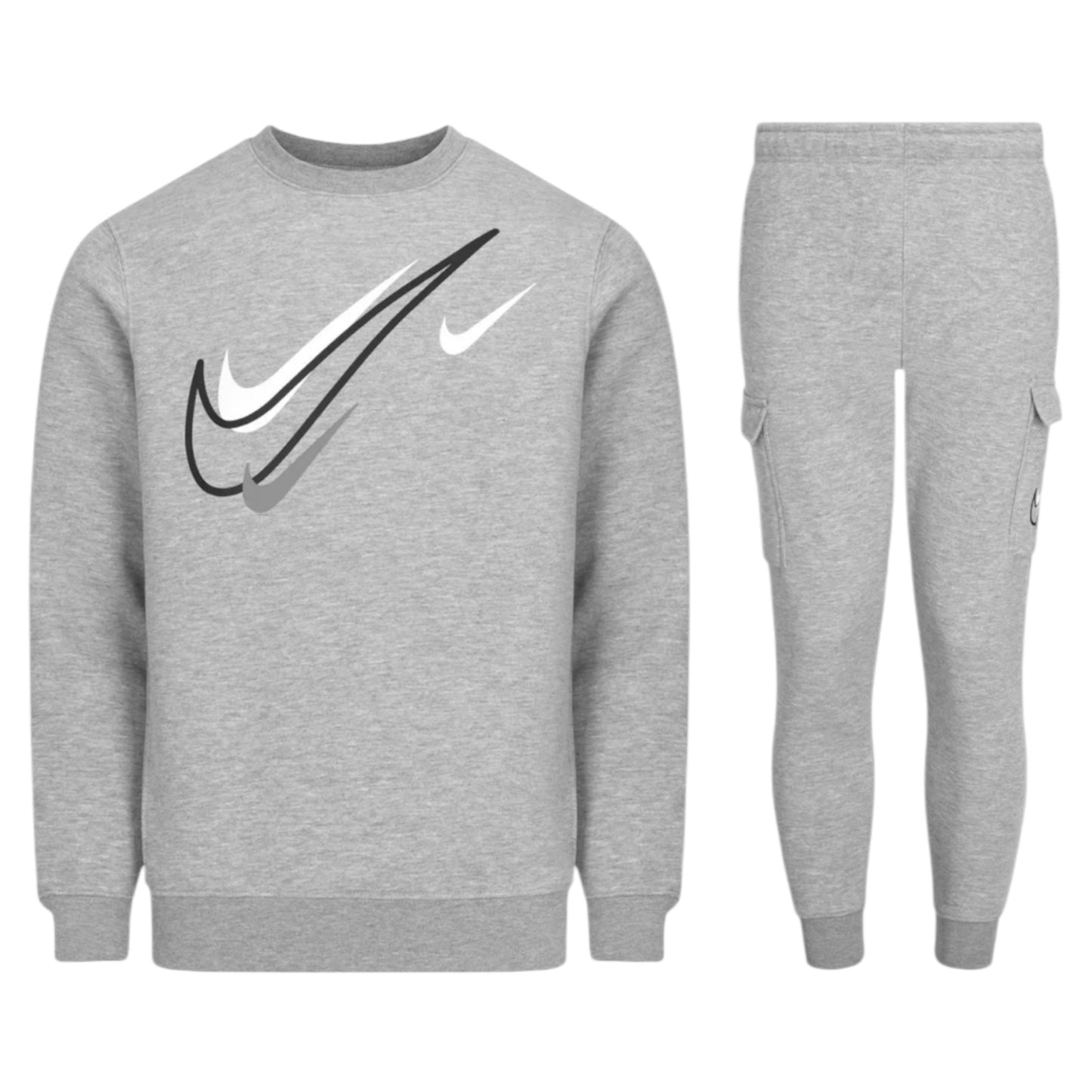 Nike Sportswear Multi Swoosh Men’s Graphic Fleece Tracksuit Set Grey