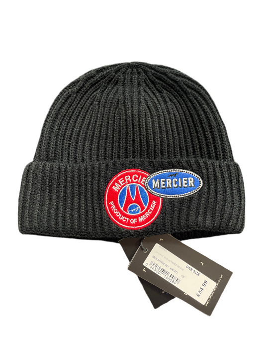 Mercier Black OG Badge Ribbed Beanie