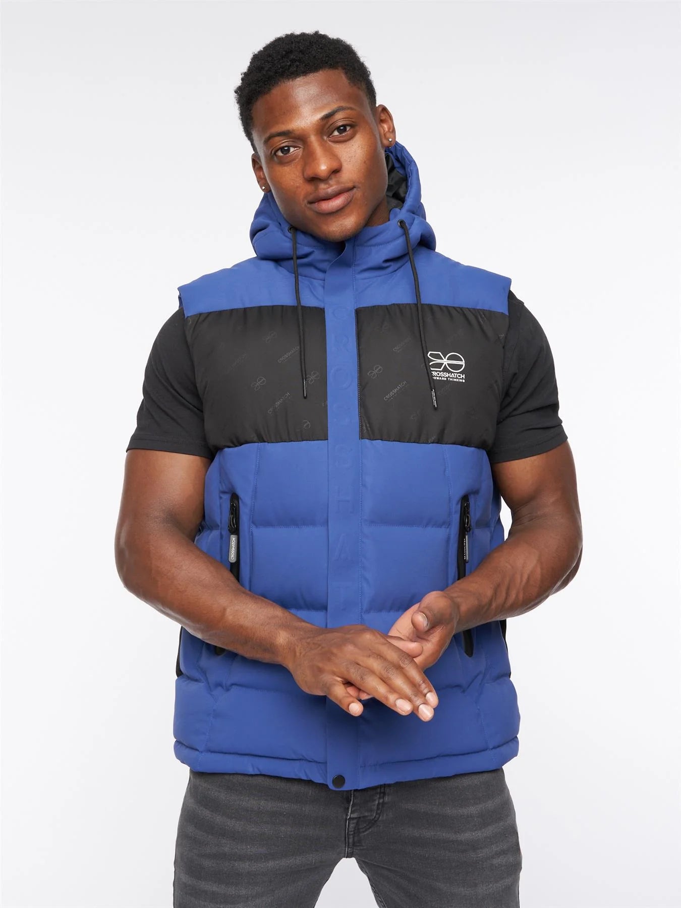 Mens Crosshatch Kremlins Embossed Gilet Blue