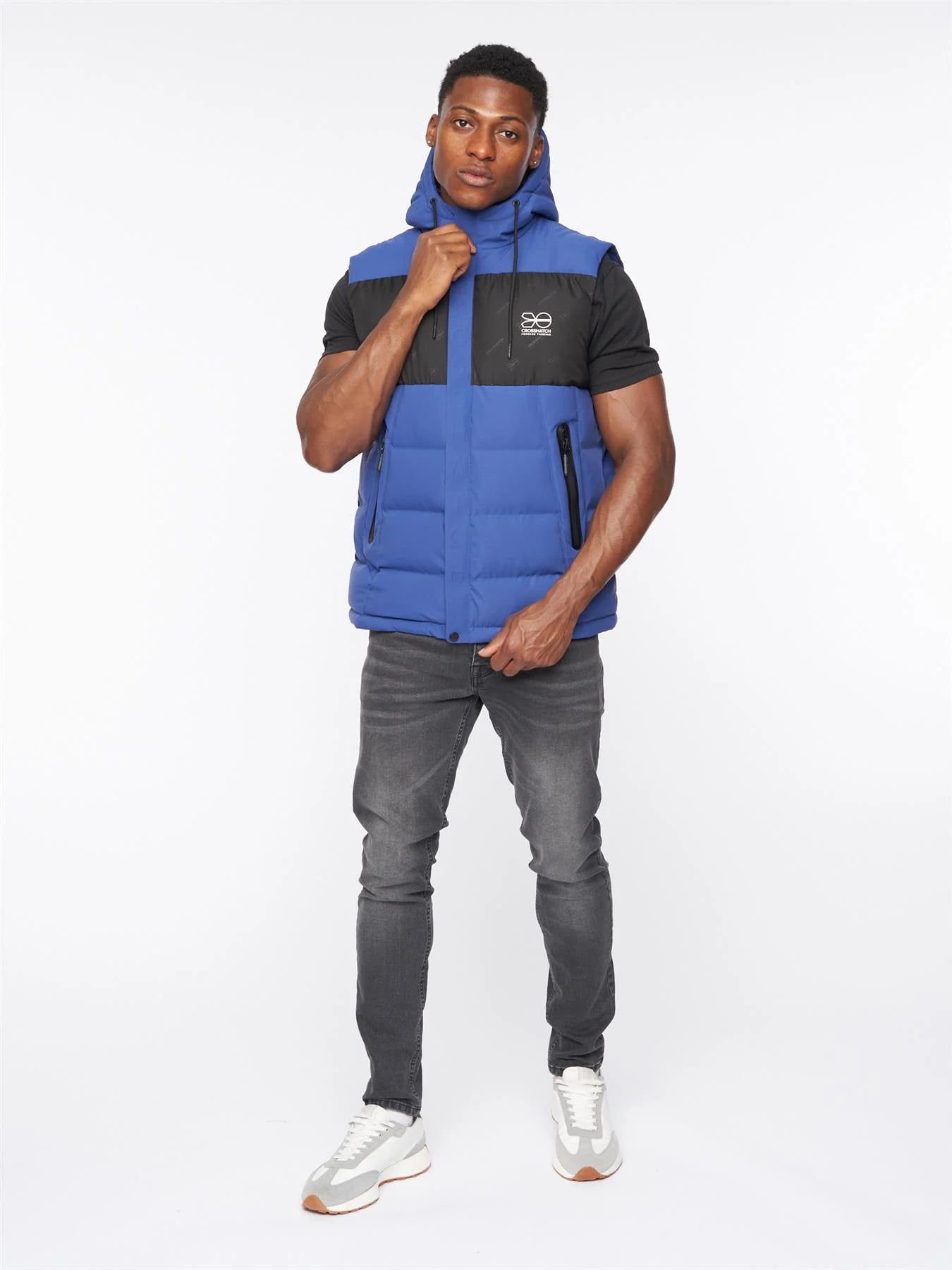 Mens Crosshatch Kremlins Embossed Gilet Blue