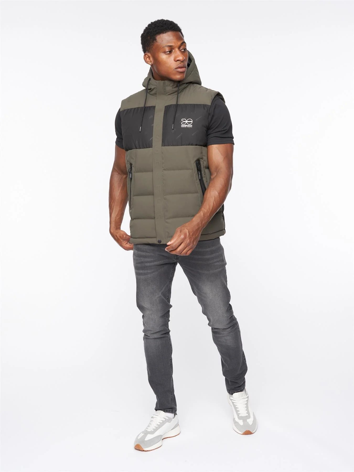 Mens Crosshatch Kremlins Embossed Gilet Olive