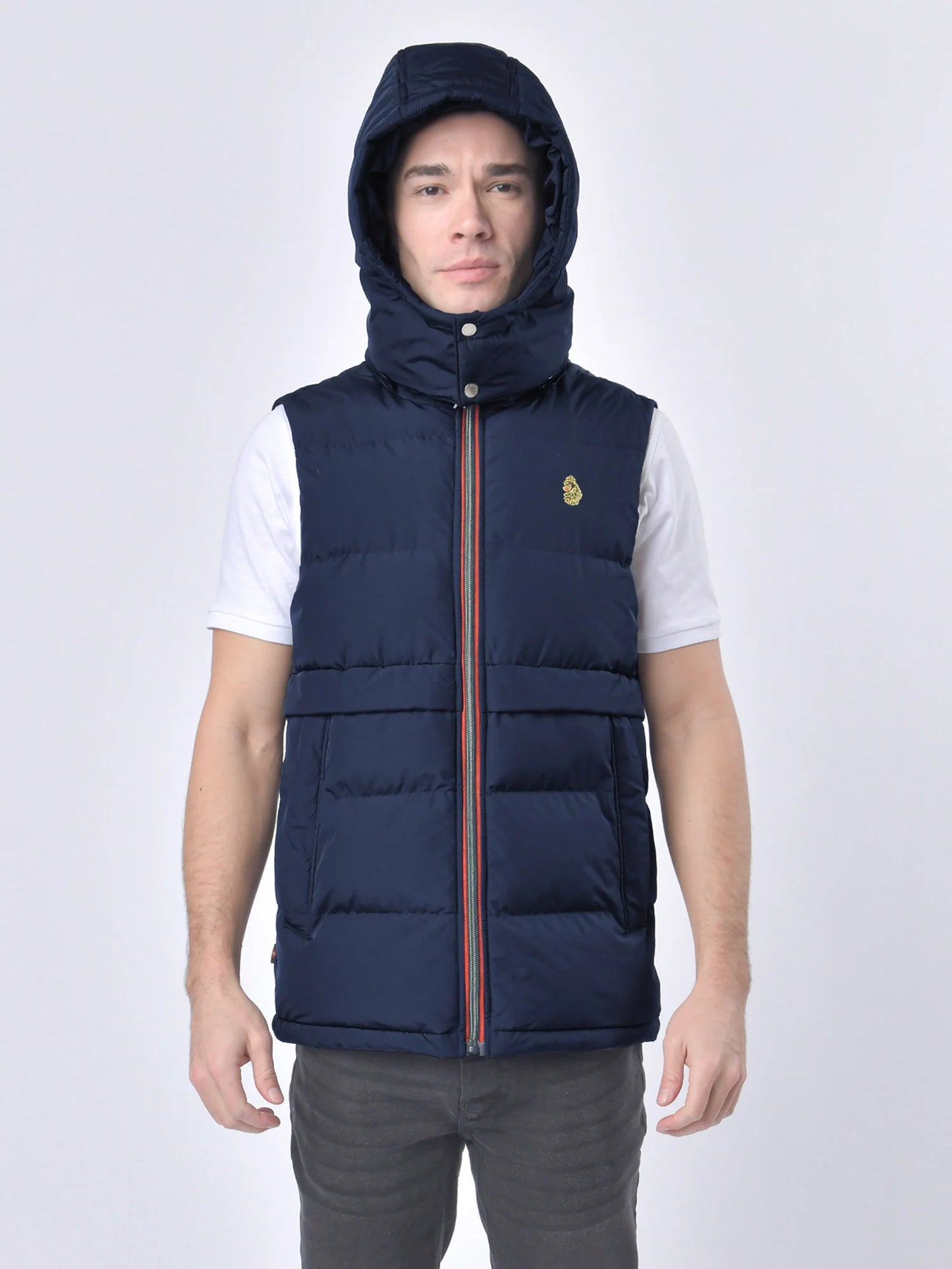 Luke 1977 Egrit Padded Hooded Gilet Navy