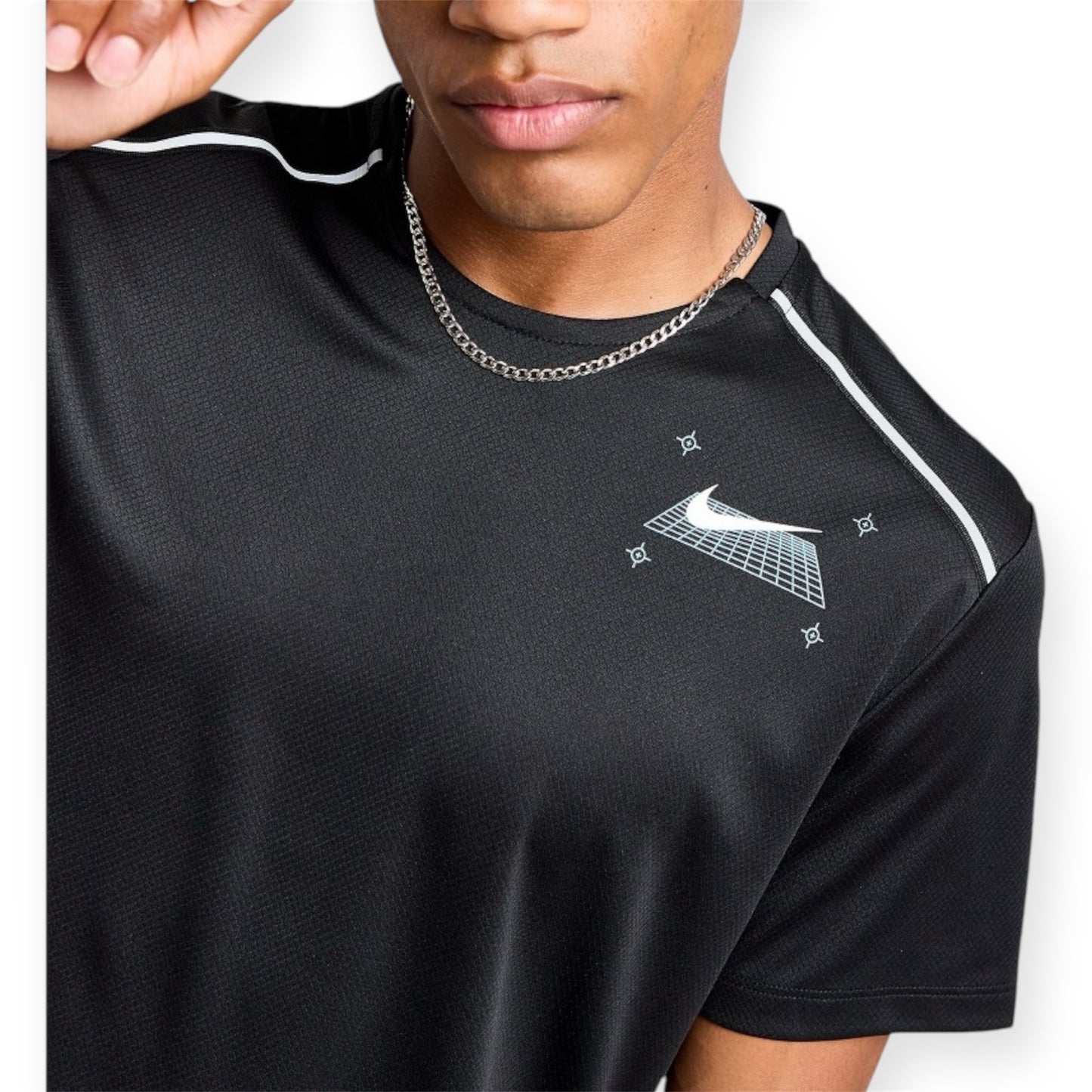 Nike Miler Short Sleeve Graphic Running T-shirt Black