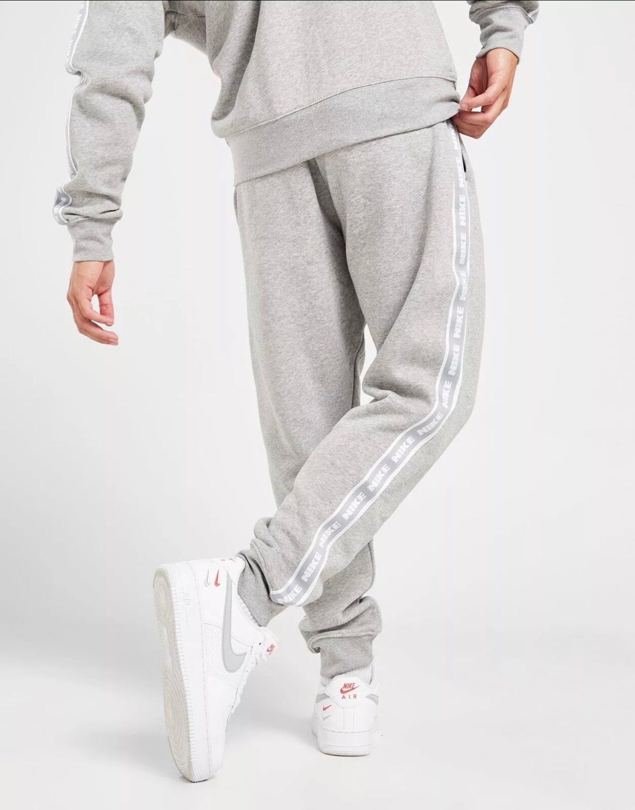 Nike Aries Sportswear Multi Swoosh Men’s Graphic Fleece Tracksuit Set Grey