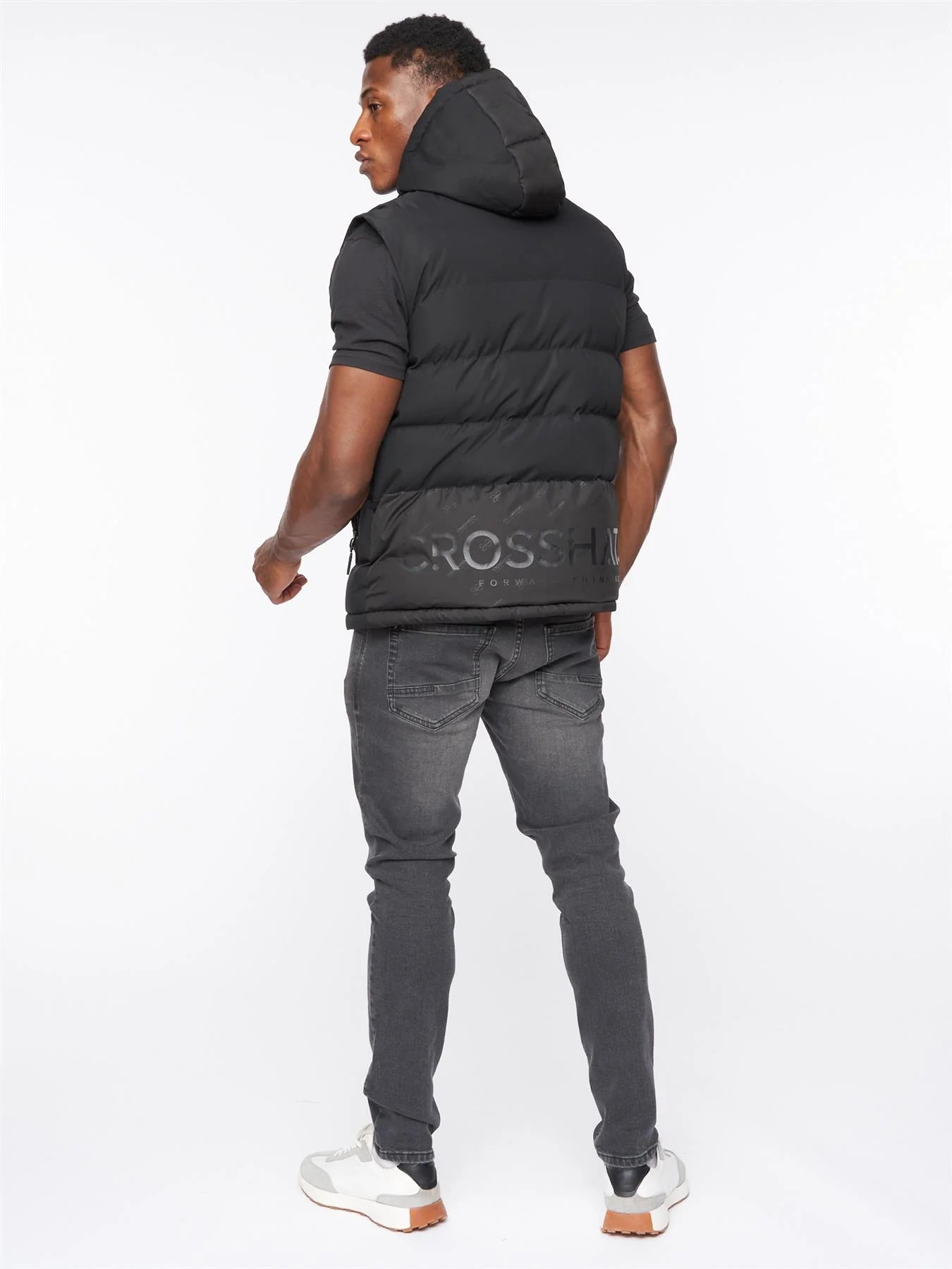 Mens Crosshatch Kremlins Embossed Gilet Black