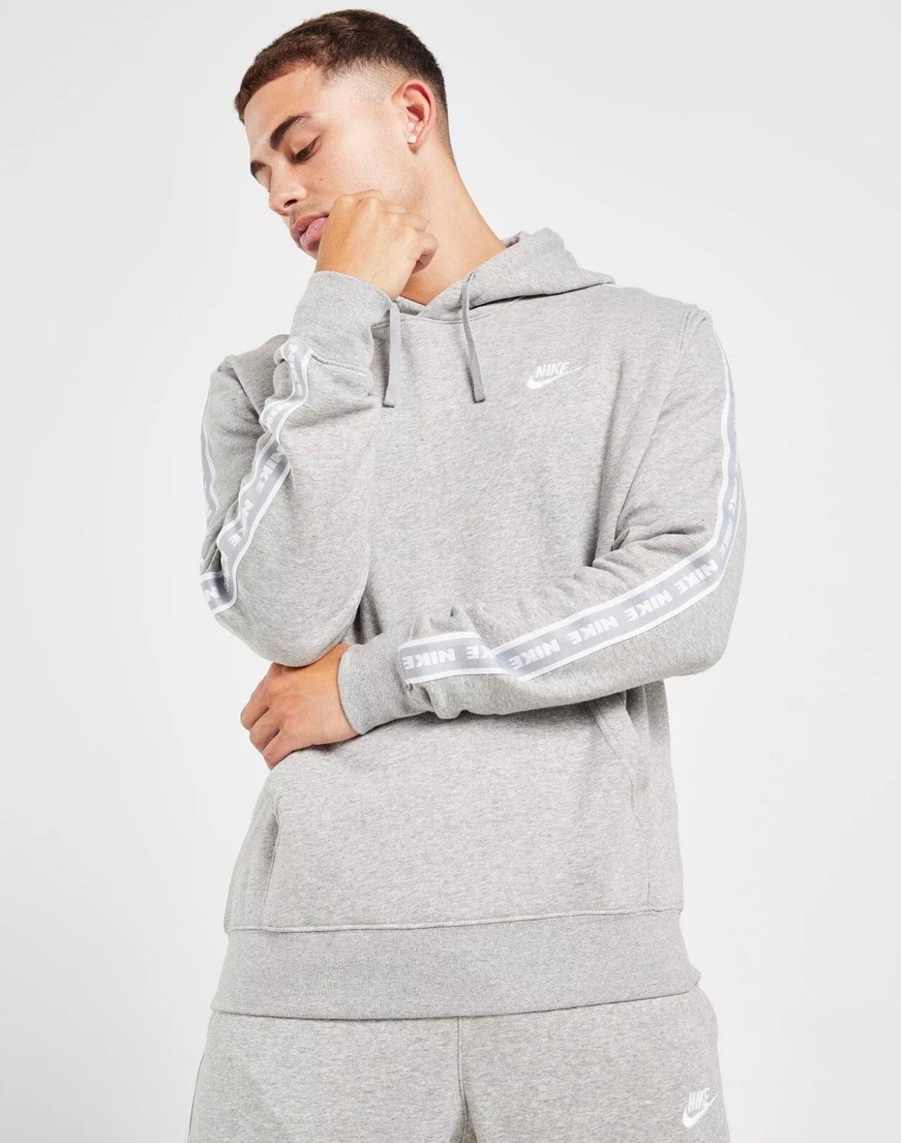 Nike Aries Sportswear Multi Swoosh Men’s Graphic Fleece Tracksuit Set Grey